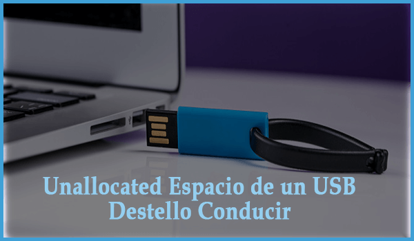 Unallocated Espacio de un USB Destello Conducir