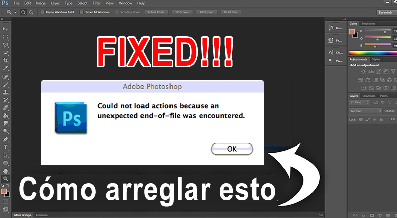 problemas al analizar los datos JPEG en Photoshop