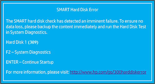 arreglar SMART Error de disco duro 309 HP