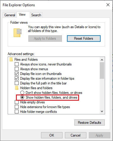 Mostrar archivos o carpetas ocultos con el Explorador de archivos