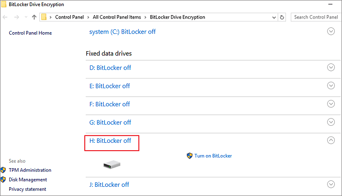 desactivar la partición de BitLocker en Windows3