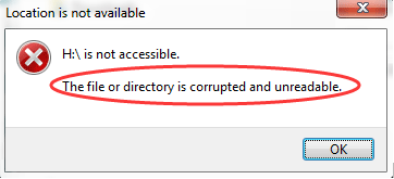 el archivo o directorio está dañado y no se puede leer