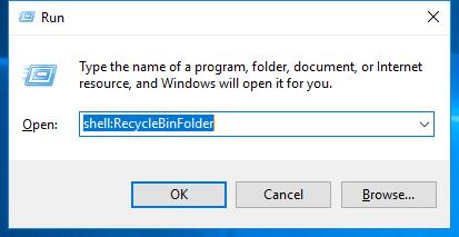 start shell: Recycle Bin Folder