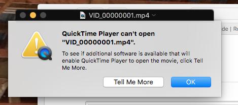 QuickTime Player no puede abrir MP4